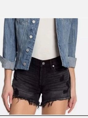 Blank NYC High-Waisted Distressed Black Denim Shorts